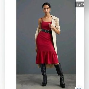 Anthropologie Square Neck Slim Midi Dress Size S